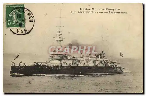 Cartes postales Bateau Guerre Marine Militaire Francaise Brennus Cuirasse a Tourelles