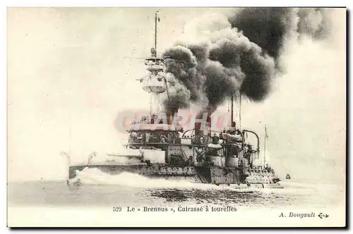 Cartes postales Bateau Guerre Le Brennus Cuirasse a tourelles