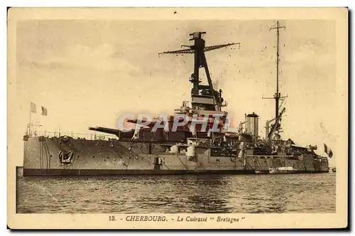 Ansichtskarte AK Bateau Guerre Cherbourg Le Cuirasse Bretagne