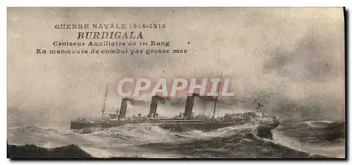 Cartes postales Bateau Guerre Guerre Navale Burdigala Croiseur auxiliaire de 1er rang