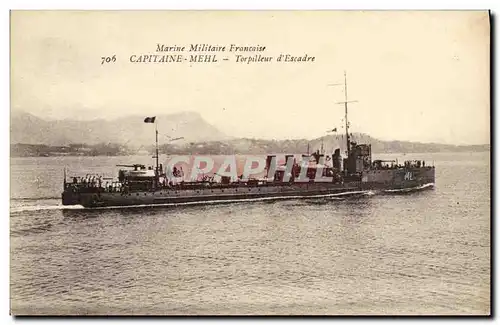 Cartes postales Bateau Guerre Marine Militaire Francaise Capitaine Mehl Tropilleur d Escadre
