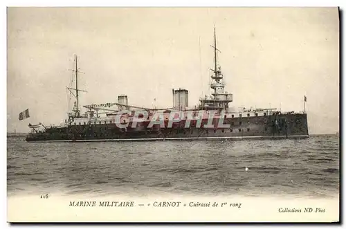 Cartes postales Bateau Guerre Marine Militaire Carnot Cuirasse de 1er rang