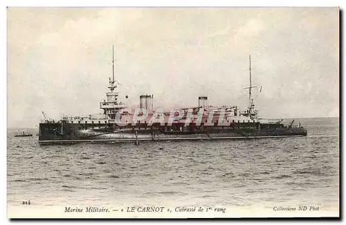 Cartes postales Bateau Guerre Marine Militaire Le Carnot Cuirasse de 1er rang