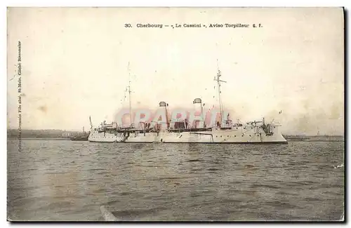 Ansichtskarte AK Bateau Guerre Cherbourg Le Cassini Aviso Torpilleur