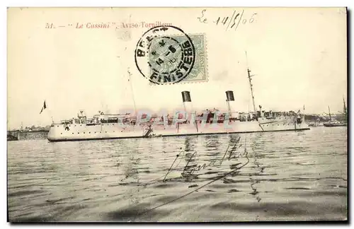 Cartes postales Bateau Guerre Le Cassini Aviso Torpilleur