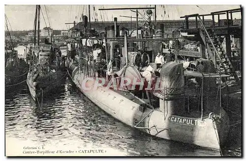 Cartes postales Bateau Guerre Contre Torpilleur d Escadre Catapulte