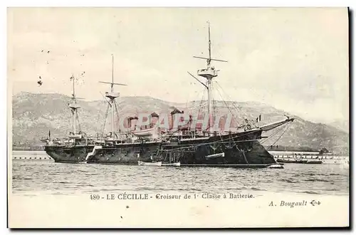 Ansichtskarte AK Bateau Guerre Le Cecille Croiseur de 1ere Classe a Batterie