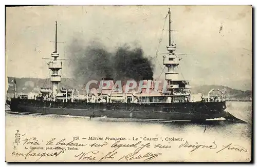 Ansichtskarte AK Bateau Guerre Marine Francaise Le Chanzy Croiseur