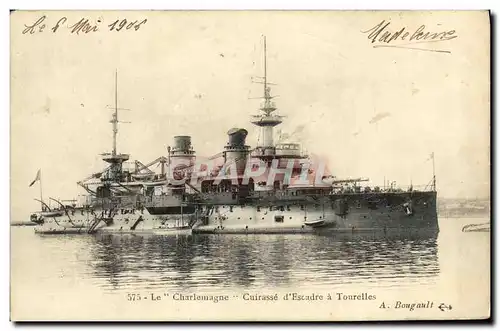 Cartes postales Bateau Guerre Le Charlemagne Cuirasse d Escadre a Tourelles