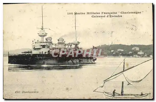 Ansichtskarte AK Bateau Guerre Marine Militaire Francaise Charlemagne Cuirasse d Escadre