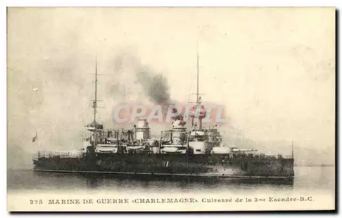 Cartes postales Bateau Guerre Marine De Guerre Le Charlemagne Cuirasse d Escadre