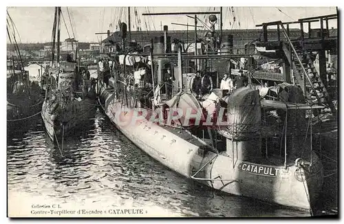 Cartes postales Bateau Guerre Contre Torpilleur d Escadre Catapulte