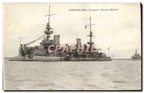 Ansichtskarte AK Bateau Guerre Cherbourg Cuirasse Charles Martel