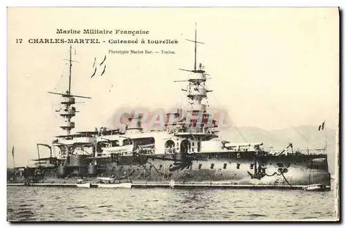 Ansichtskarte AK Bateau Guerre Marine Militaire Francaise Charles Martel Cuirasse a Tourelles