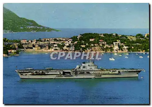 Moderne Karte Bateau Guerre La Porte Avions Clemenceau en Rade de Villefranche Porte avions