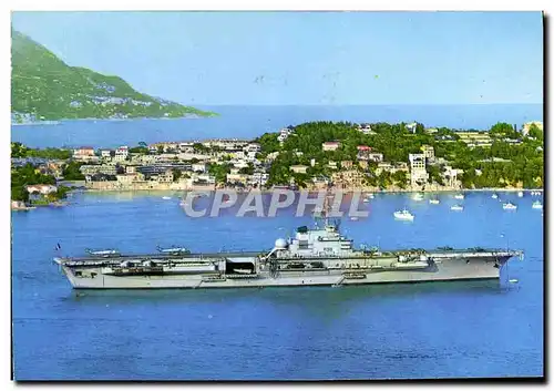 Cartes postales moderne Bateau Guerre La Porte Avions Clemenceau en Rade de Villefranche Porte avions