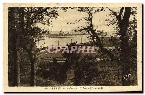 Ansichtskarte AK Bateau Guerre Brest Le Croiseur Colbert en Rade