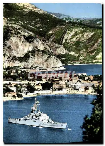 Moderne Karte Bateau Guerre Beaulieu sur Mer Saint Jean Cap Ferrat Eze village Colbert en rade de Villefranche