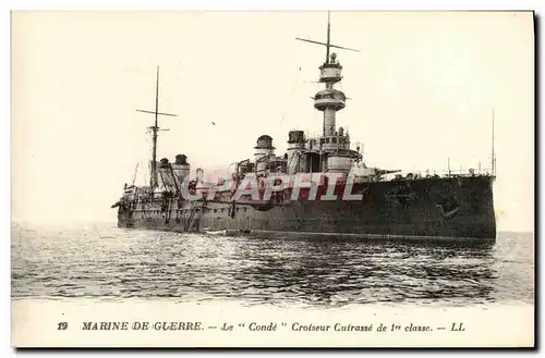 Cartes postales Bateau Guerre Marine Militaire Le Conde Croiseur Cuirasse 1ere classe