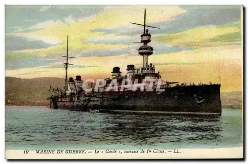 Cartes postales Bateau Guerre Marine De Guerre Le Conde Cuirasse de 1ere classe