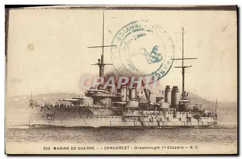 Ansichtskarte AK Bateau Guerre Marine De Guerre Le Cuirasse Condorcet Dreadnought 1ere d escadre