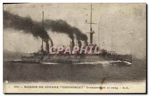 Ansichtskarte AK Bateau Guerre Marine De Guerre Condorcet Dreadnought 1er Rang