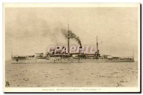 Cartes postales Bateau Guerre French Dreadnought Courbet