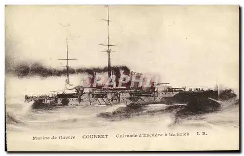 Ansichtskarte AK Bateau Guerre Marine de Guerre Courbet Cuirasse d Escade a Turbines