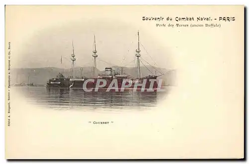 Cartes postales Bateau Guerre Souvenir du Combat Naval Courbet Paris Porte des Ternes Ancien Buffalo