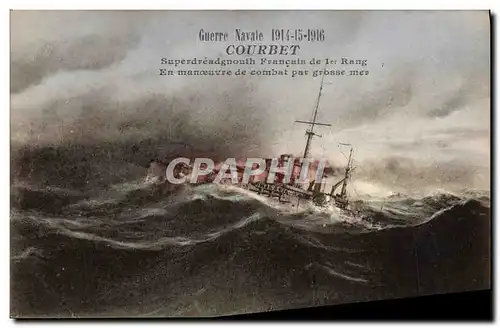 Ansichtskarte AK Bateau Guerre Courbet Superdreadgnouth Francais de 1er Rang