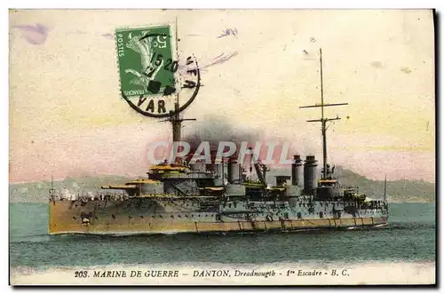 Ansichtskarte AK Bateau Guerre Marine De Guerre Le Danton Drednougth 1er escadre