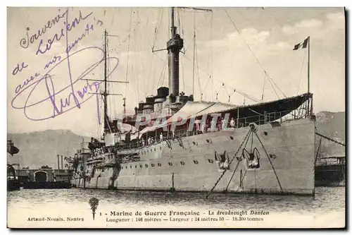 Ansichtskarte AK Bateau Guerre Marine de Guerre Francaise Le Dreadnought Danton