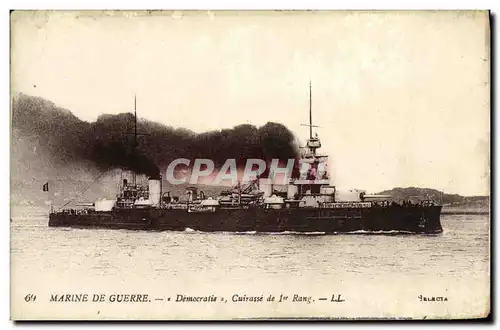 Cartes postales Bateau Guerre Marine De Guerre Le Cuirasse Democratie