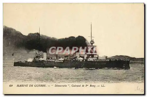 Ansichtskarte AK Bateau Guerre Marine De Guerre Le Cuirasse Democratie