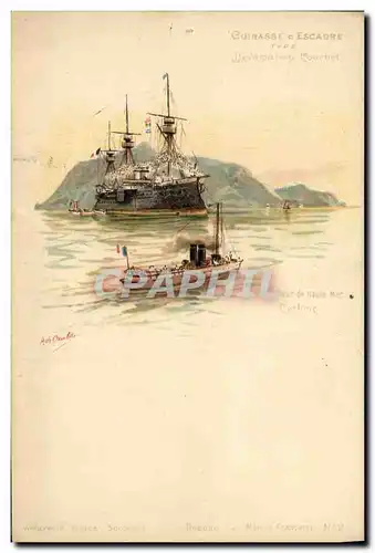 Ansichtskarte AK Bateau Guerre La Devastation Cuirasse Escadre