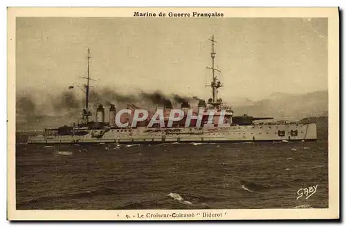 Cartes postales Bateau Guerre Le Croiseur Cuirasse Diderot