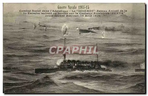 Cartes postales Bateau Guerre Guerre Navale Combat Naval dans L Adriatique Le Diderot Bateau amiral