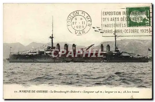 Cartes postales Bateau Guerre Marine Nationale Diderot Dreadnought