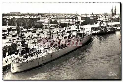 Moderne Karte Bateau Guerre Port Autonome Bordeaux Croiseur devant les Quinconces