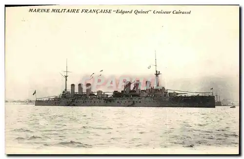 Ansichtskarte AK Bateau Guerre Marine Militaire Francaise Edgard Quinet Croiseur Cuirasse