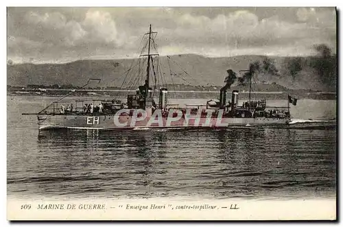Ansichtskarte AK Bateau Guerre Marine De Guerre Enseigne Henri Contre torpilleur