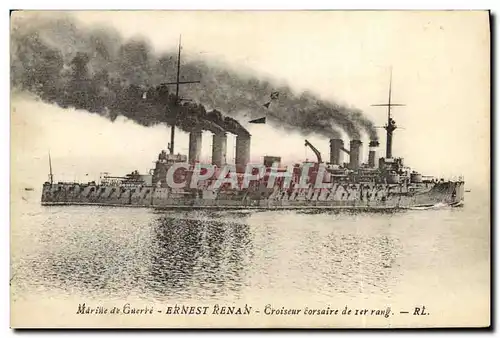 Cartes postales Bateau Guerre Marine de Croiseur Cuirasse Ernest Renan de 1er Rang