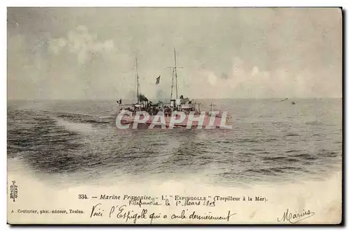 Ansichtskarte AK Bateau Guerre Marine Francaise Espingolle Torpilleur