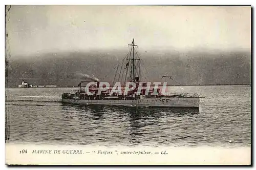 Cartes postales Bateau Guerre Marint De Guerre Fanfare Contre Torpilleur