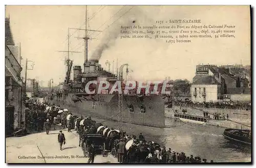 Cartes postales Bateau Guerre Saint Nazaire Aspect de la Nouvelle entree du Port du Depart du Cuirasse France