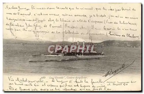 Ansichtskarte AK Bateau Guerre La Fronde Contre Torpilleur Francais