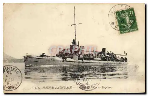 Cartes postales Bateau Guerre Marine Nationale Contre Torpilleur Gabion