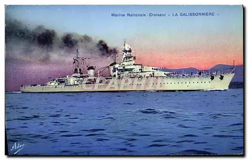 Cartes postales Bateau Guerre Marine Nationale Croiseur La Galissonniere