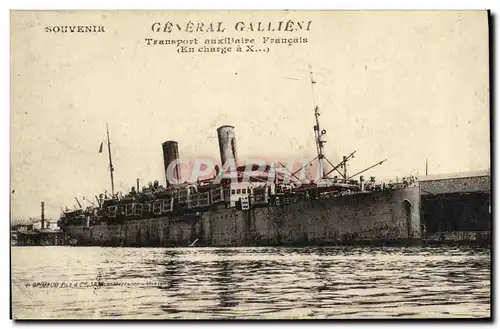 Ansichtskarte AK Bateau Guerre General Gaillieni Transport Auxiliaire Francais de 1er Rang