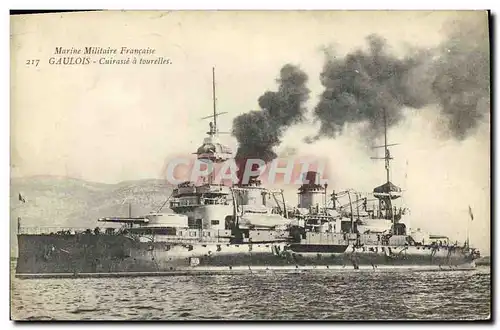 Ansichtskarte AK Bateau Guerre Marine Militaire Francaise Gaulois Cuirasse a Tourelles